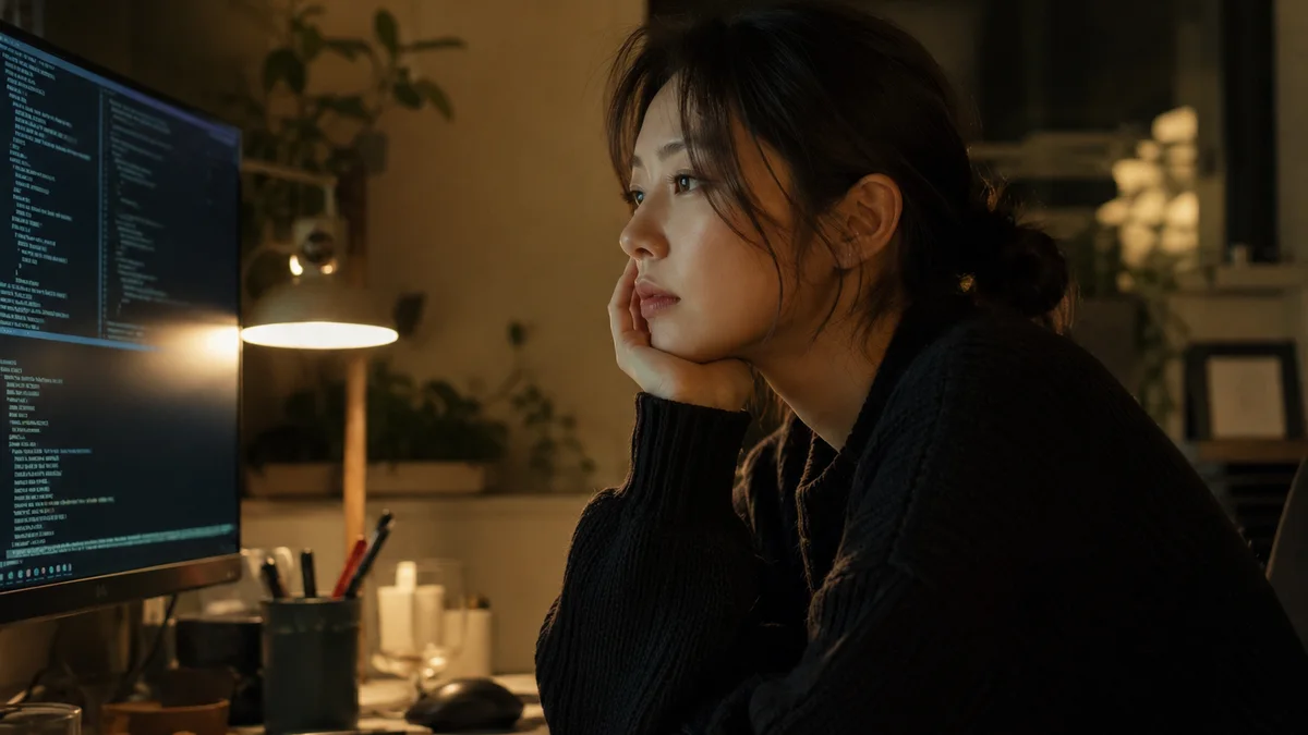 터미널 화면이 은은히 켜진 책상 앞에서 개발자가 그냥 CLI가 낫지 않나 하고 회의하던 시기의 살짝 지친 듯한 측면 장면